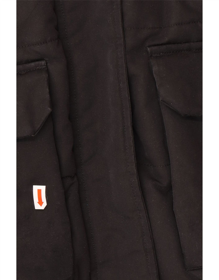 Superdry Womens Hooded Loose Fit Wattierte Jacke UK 10 Small Schwarz Winter