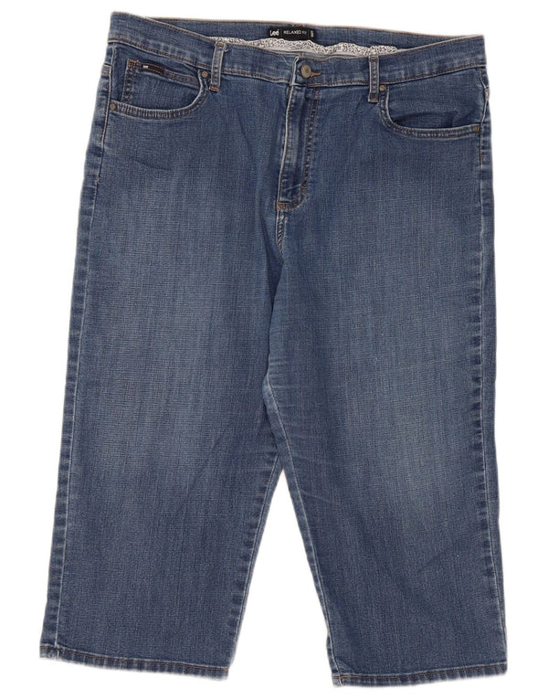Lee Damen Capri-Jeans mit hoher Taille und entspannter Passform, W36, L20, Blau