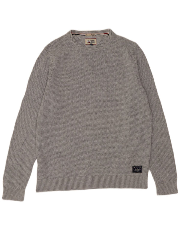 Tommy Hilfiger Herren-Pullover mit Rundhalsausschnitt, 2XL, graue Baumwolle