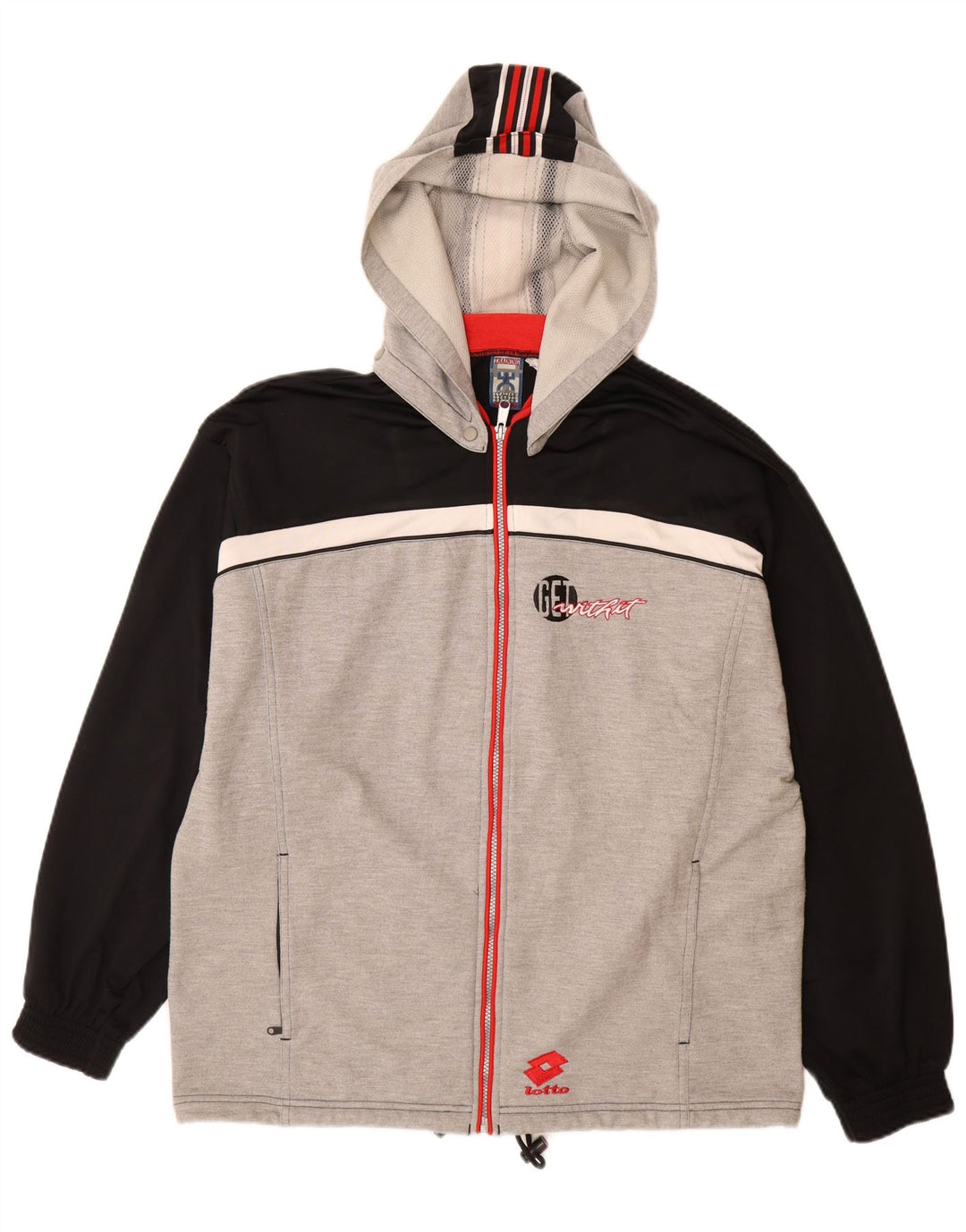 LOTTO Herren-Trainingsanzug mit grafischer Kapuze, große Jacke, Grau, Farbblock