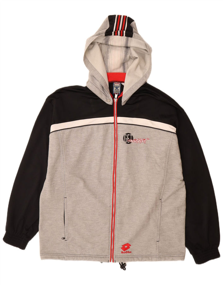 LOTTO Herren-Trainingsanzug mit grafischer Kapuze, große Jacke, Grau, Farbblock