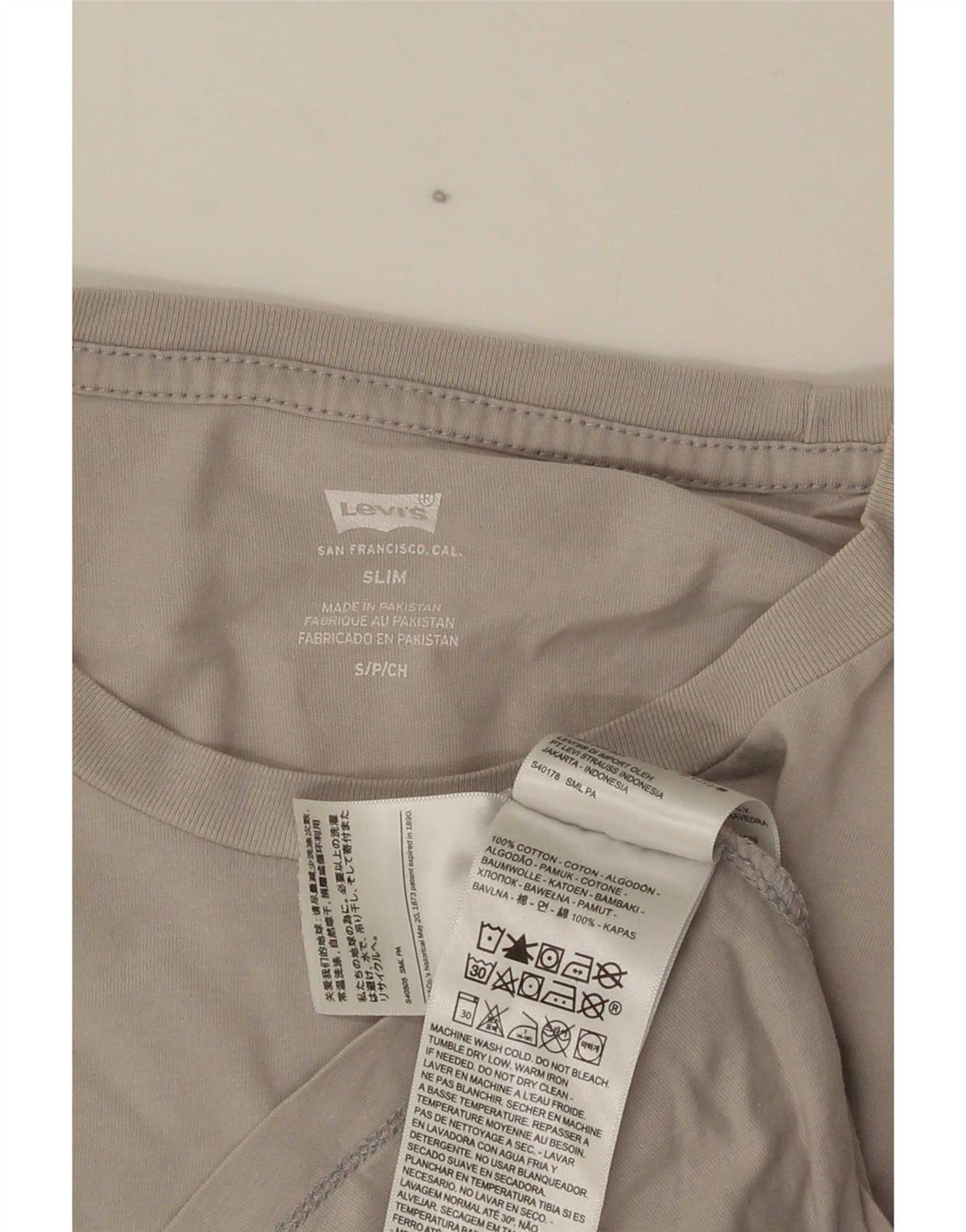 Levi's Herren Slim Fit T-Shirt Top Small Grau Baumwolle