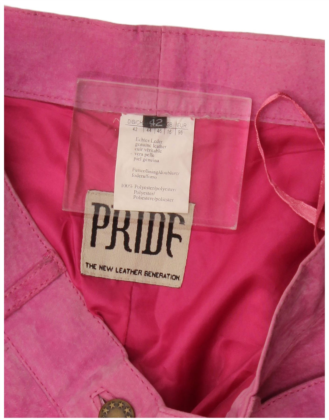 VINTAGE Gerade Wildlederhose für Damen UK 16 Groß W30 L29 Rosa Leder