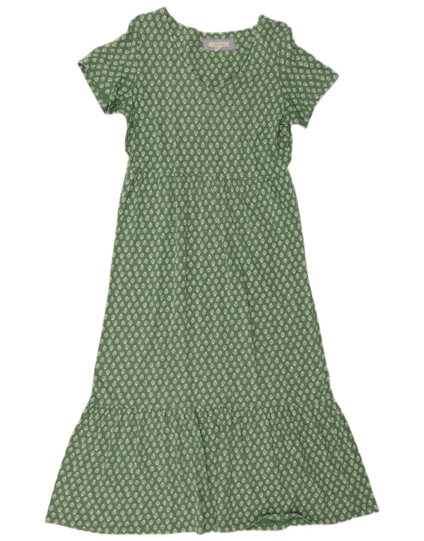 White Stuff Damen Maxikleid UK 12 Mittelgrüne Baumwolle mit Blumenmuster