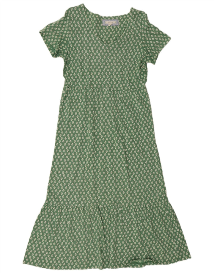 White Stuff Damen Maxikleid UK 12 Mittelgrüne Baumwolle mit Blumenmuster
