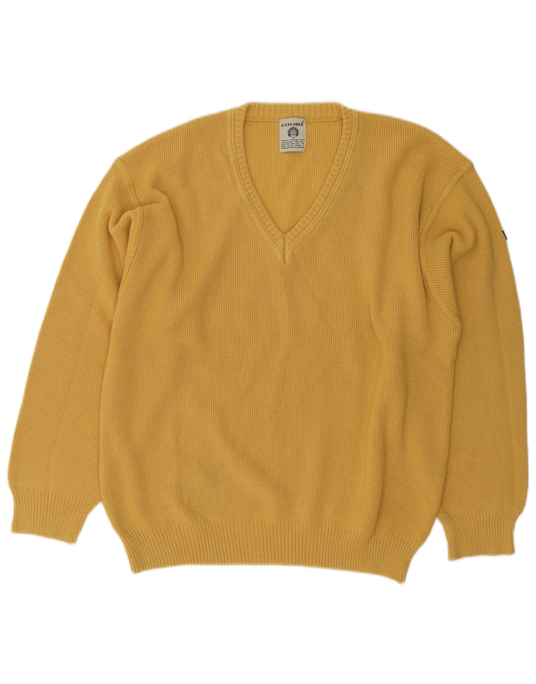 Explorer Herren-Pullover mit V-Ausschnitt, IT 50, mittelgelbe Wolle