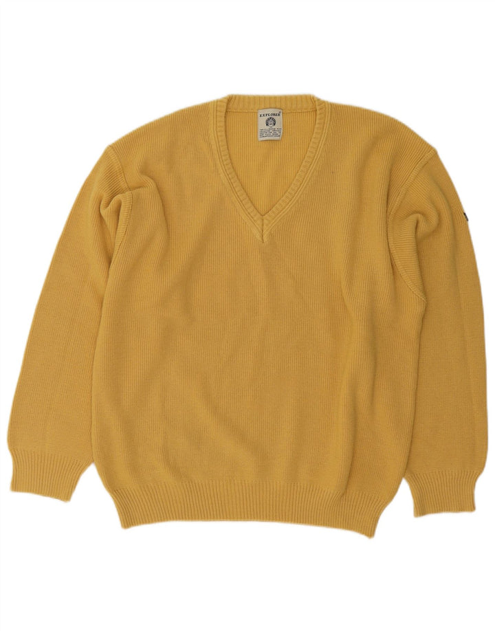 Explorer Herren-Pullover mit V-Ausschnitt, IT 50, mittelgelbe Wolle
