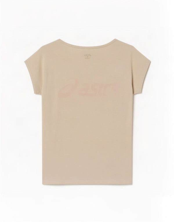 Asics Damen Grafik-T-Shirt-Oberteil UK 14 Large Off White Cotton