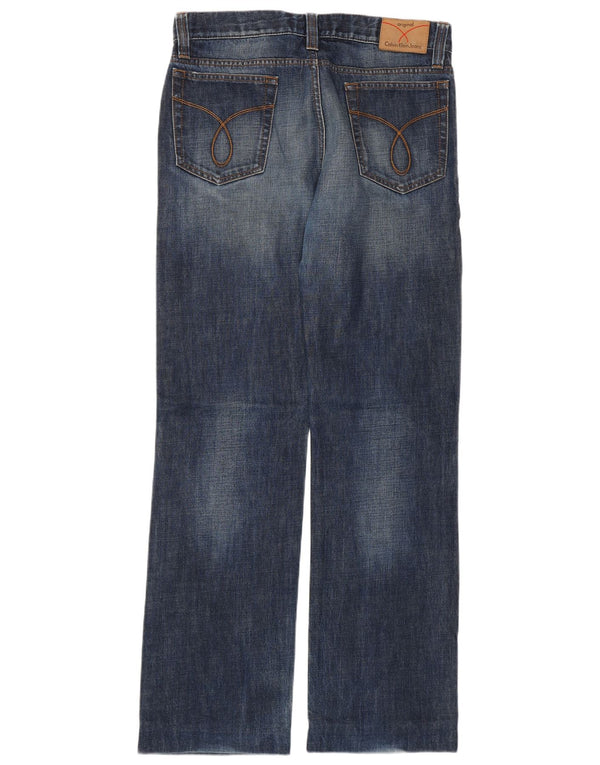 CALVIN KLEIN Herren Straight Jeans W34 L32 Blaue Baumwolle