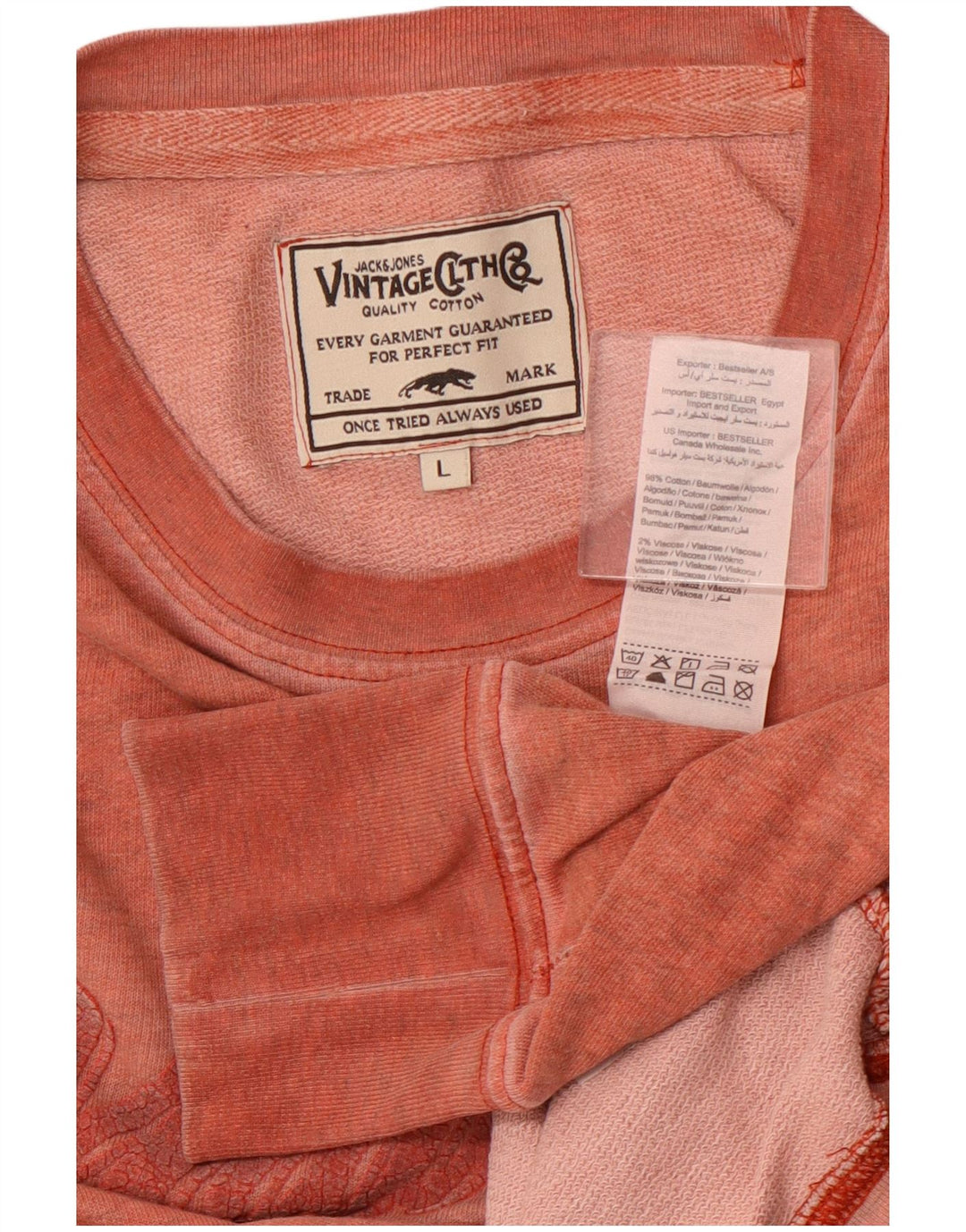 JACK & JONES Herren-Grafik-Oberteil, langärmelig, groß, rosa, Baumwolle