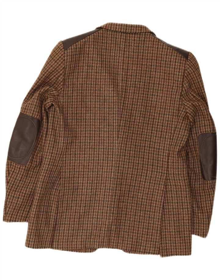Vintage Herren 2-Knopf-Blazerjacke IT 52 XL Braune Hahnentrittwolle