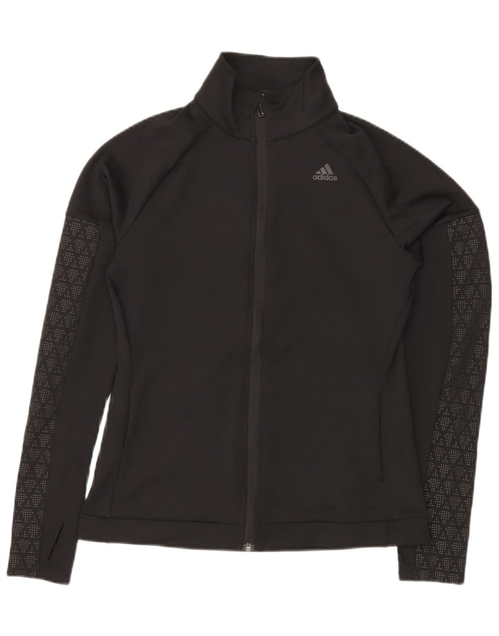 ADIDAS Damen Climalite Trainingsanzug Top Jacke UK 12 Medium Schwarz Geometrisch