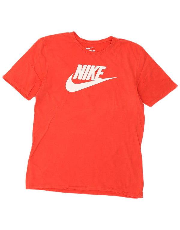 Nike Herren-T-Shirt mit sportlichem Schnitt und Grafik, Größe L, aus roter Baumwolle