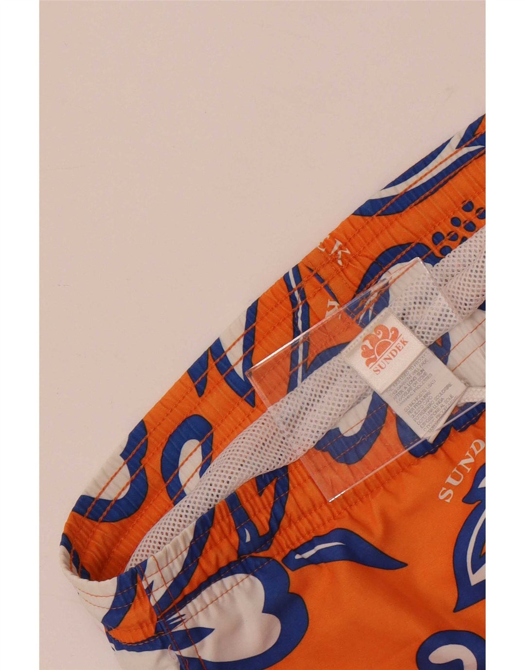 Sundek Herren-Badeshorts mit Grafik, Mittelorange, Blumenmuster, Polyester