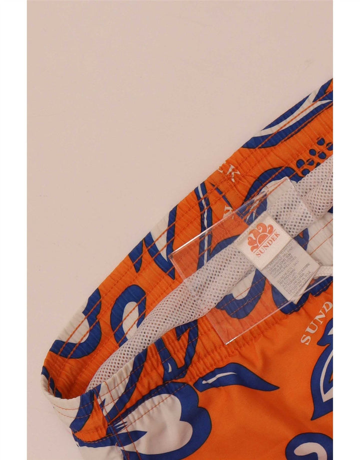 Sundek Herren-Badeshorts mit Grafik, Mittelorange, Blumenmuster, Polyester