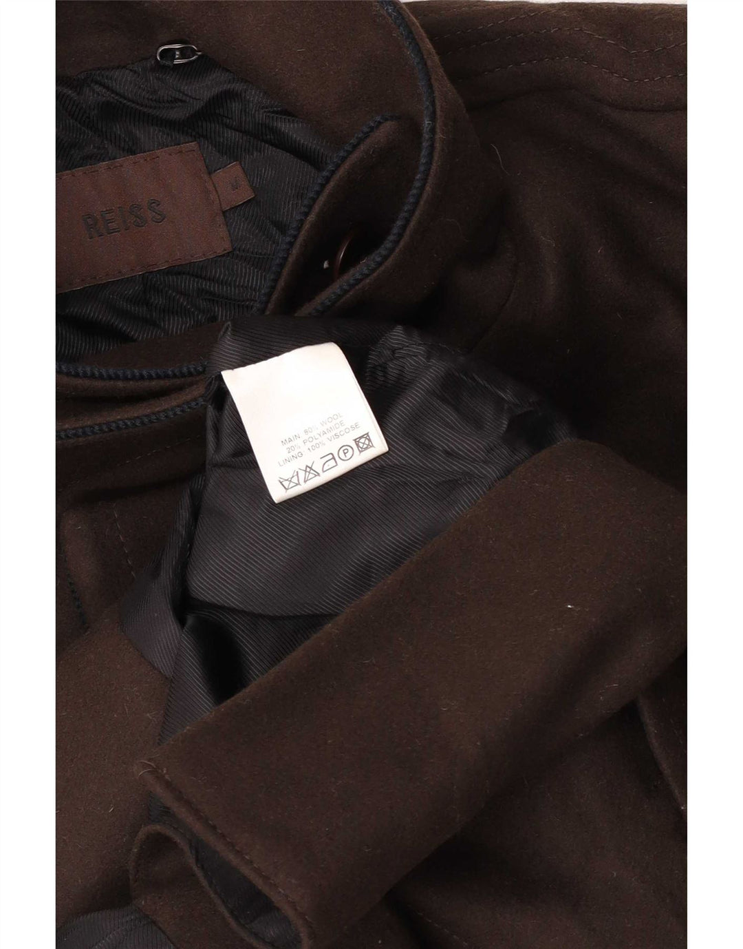 Reiss Herrenmantel UK 38 Mittelbraune Wolle