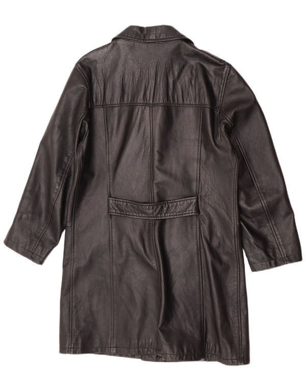 Vintage Damen Ledermantel UK 14 Medium Schwarz