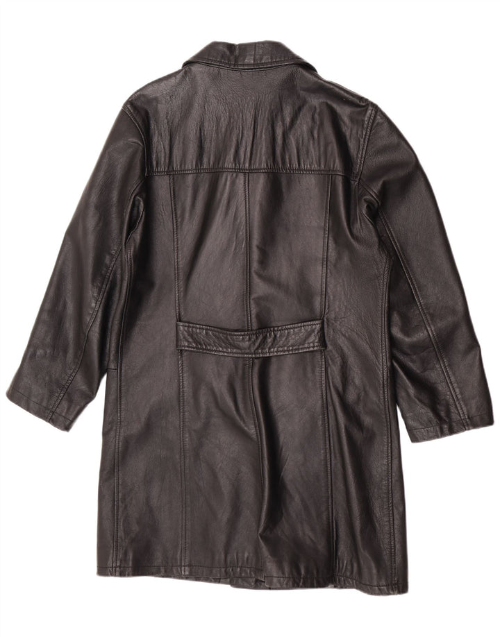 Vintage Damen Ledermantel UK 14 Medium Schwarz