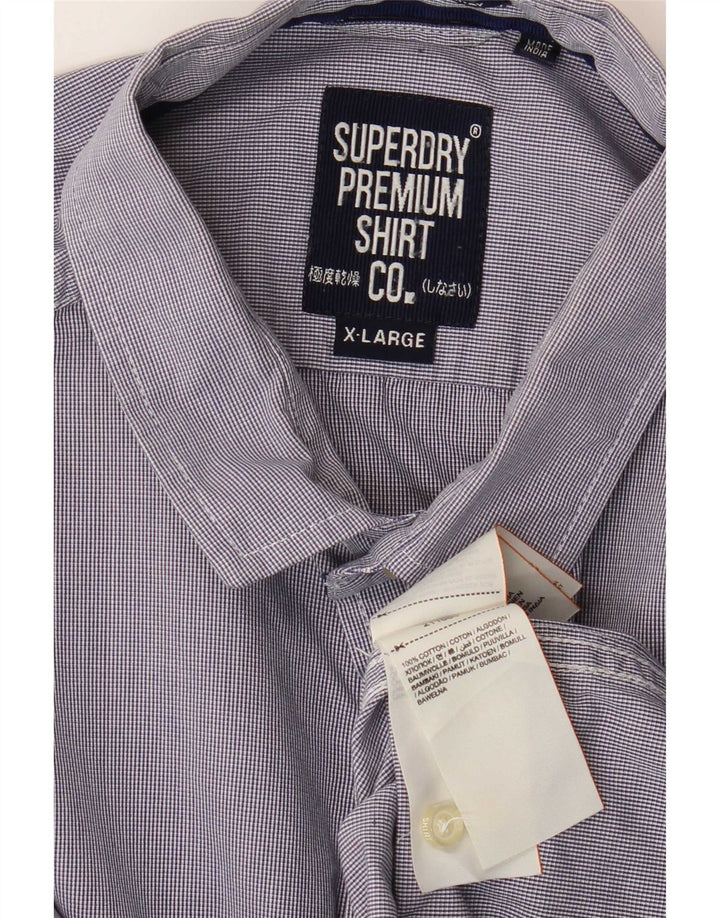 Superdry Herrenhemd XL, blaue Nadelstreifen-Baumwolle