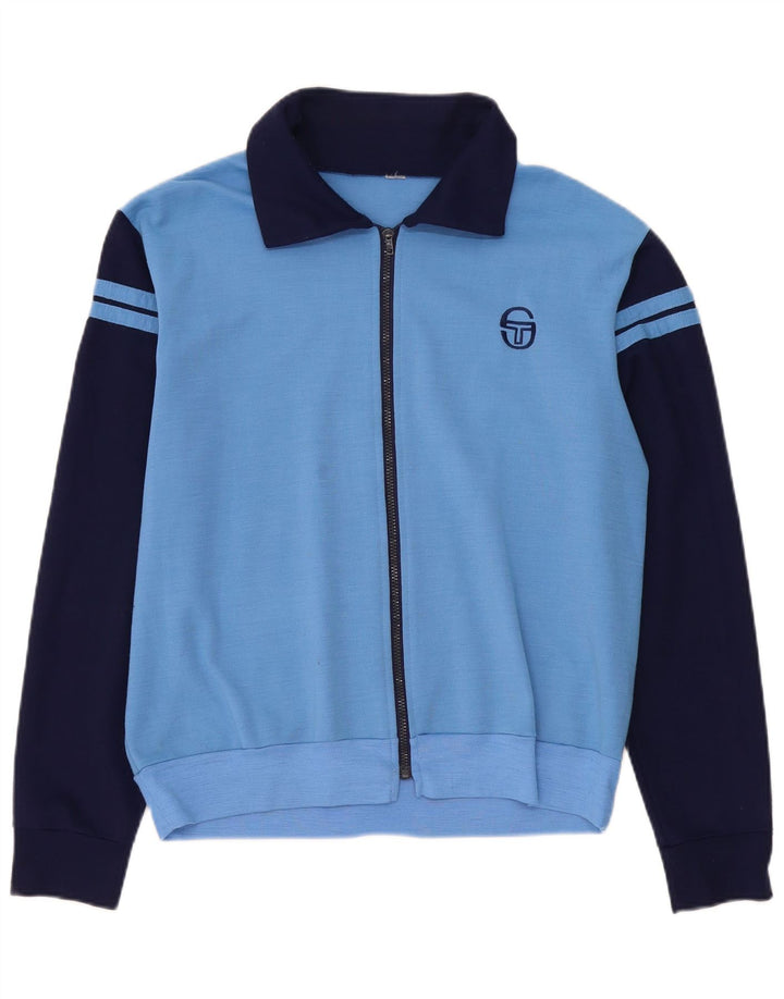 Sergio Tacchini Herren-Trainingsanzugoberjacke aus mittelblauer Colourblock-Wolle