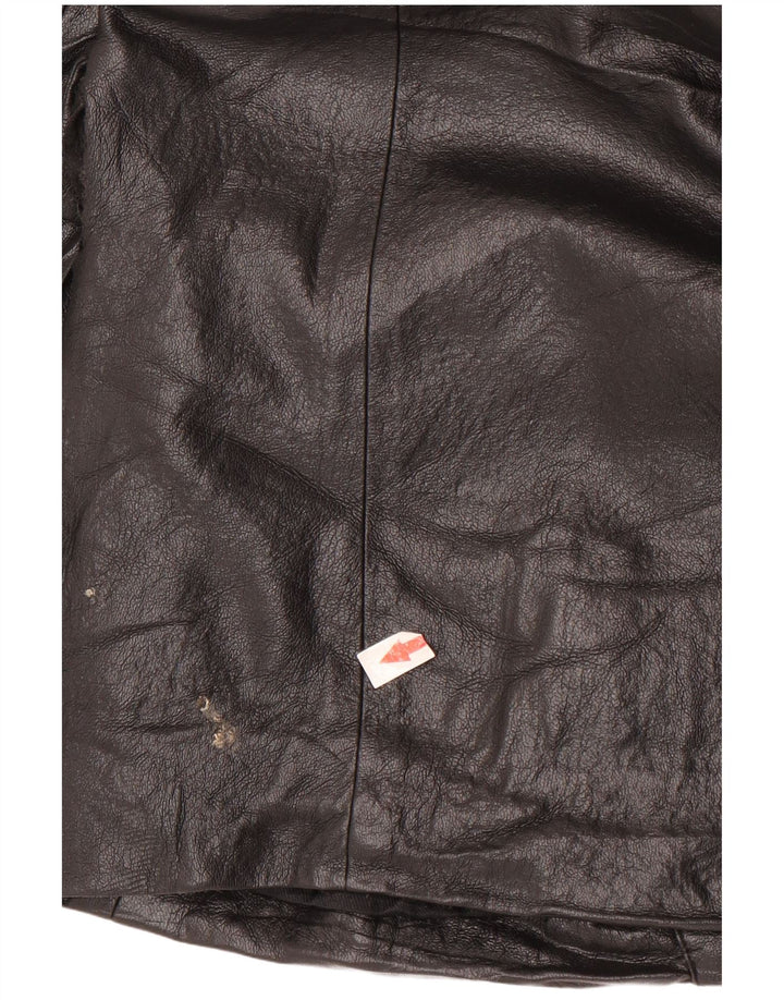 Zara Damen 1-Knopf-Blazer aus Kunstleder, Gr. 14, Mittelschwarz