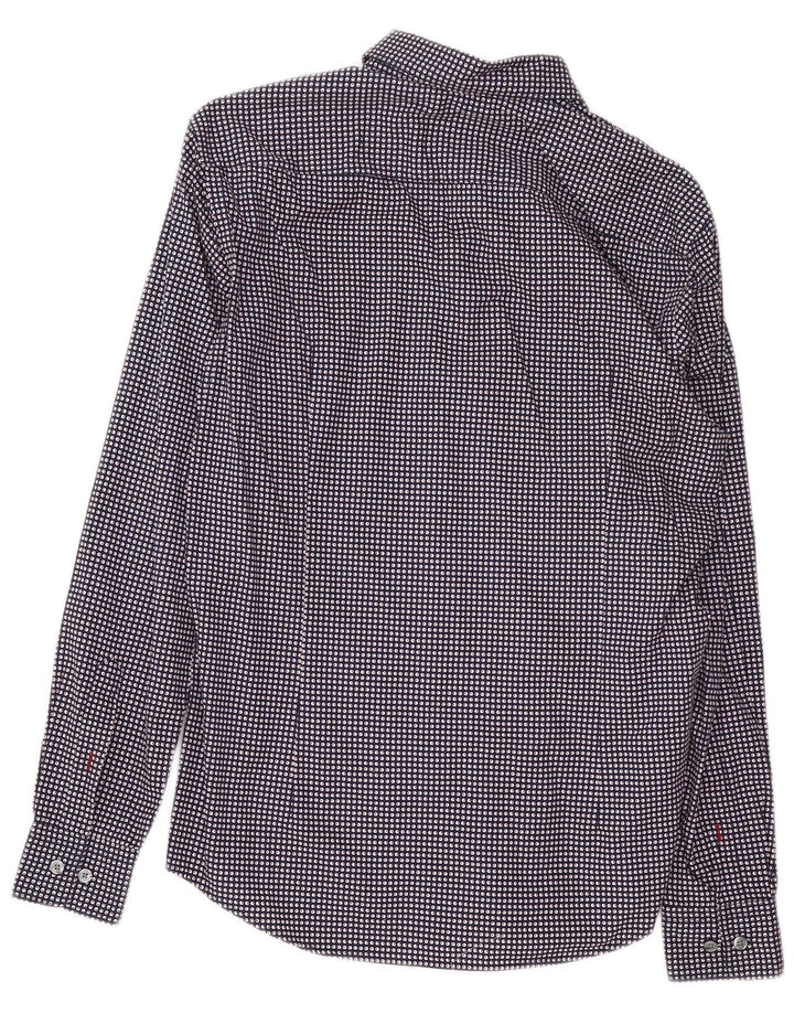 Hugo Boss Herren-Slim-Fit-Hemd aus mittelblauer, gepunkteter Baumwolle