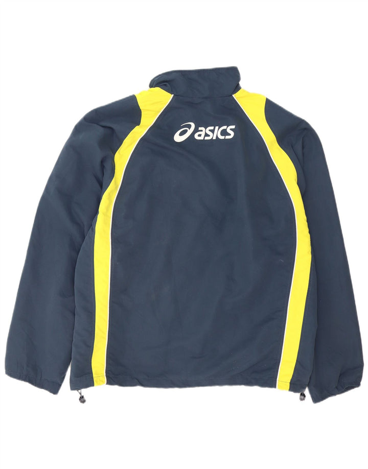 Asics Herren-Trainingsanzug mit grafischem Oberteil, 2XL, Marineblau, Farbblock-Polyester