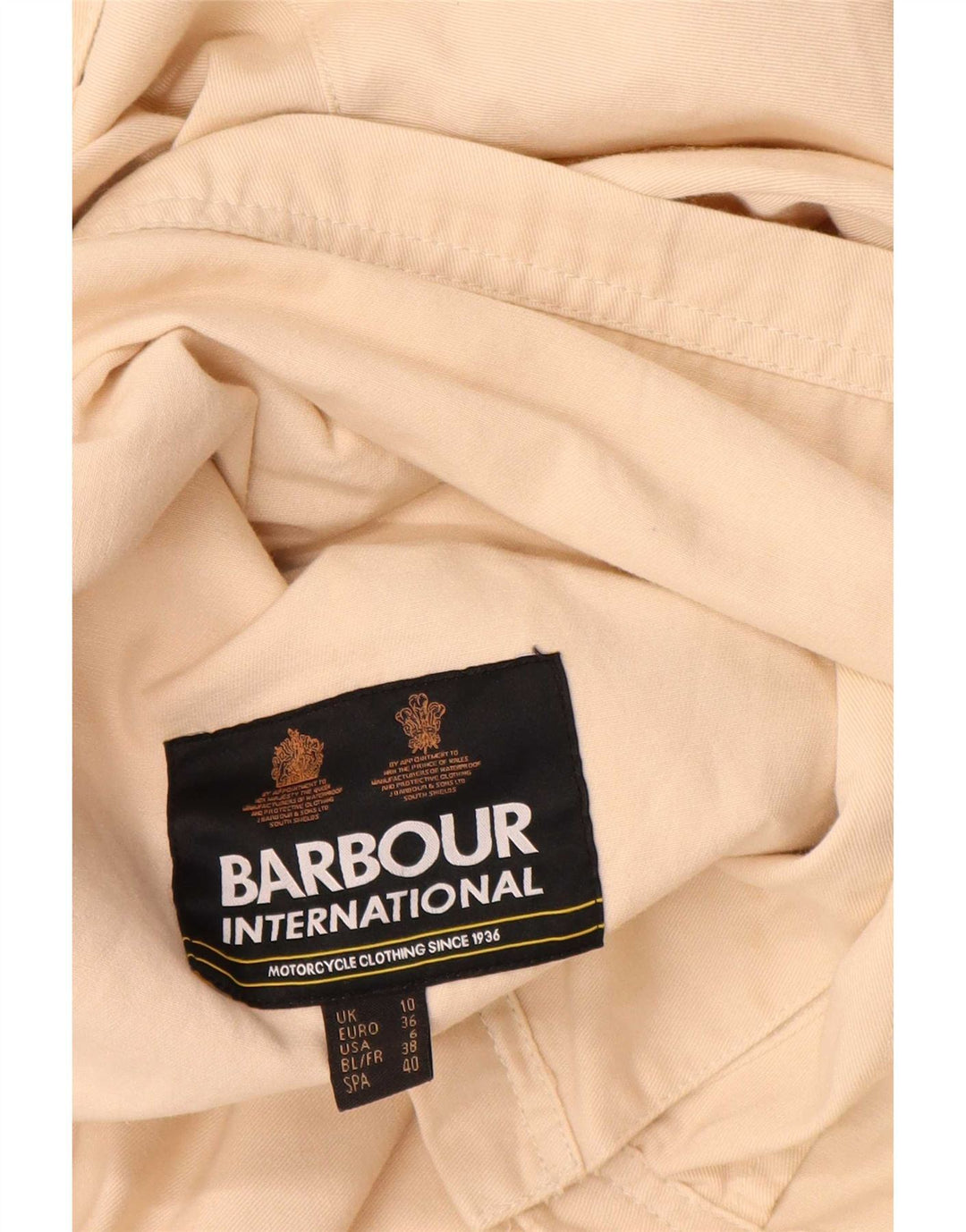 Barbour Damen Übergroße Bomberjacke UK 10 Small Beige Baumwolle