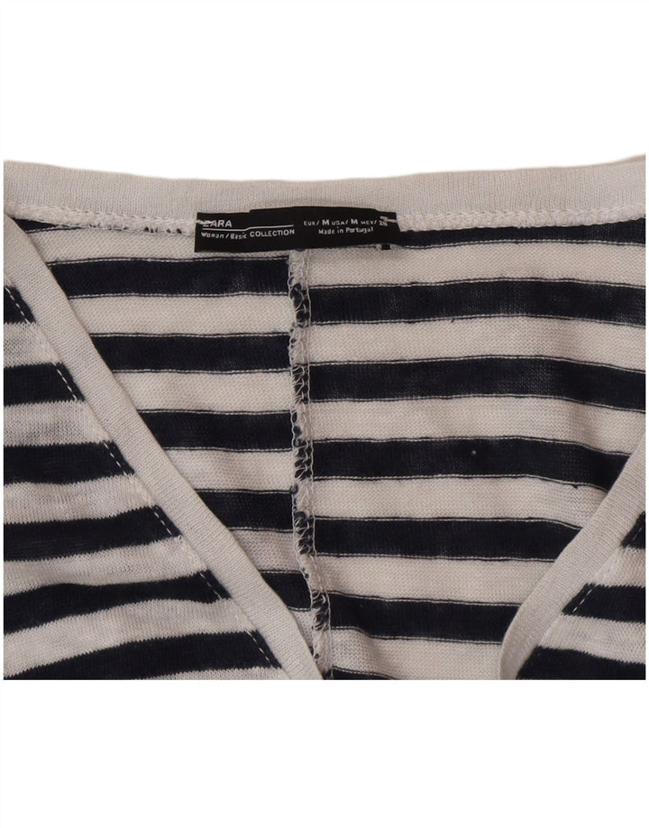 Übergroßes T-Shirt-Oberteil von Zara für Damen, Gr. 14, Mittelschwarz, Nadelstreifen