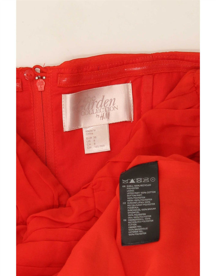 Trägerloses Kleid für Damen von H&M, EU 38, Mittelrot, Blumenmuster, Polyester