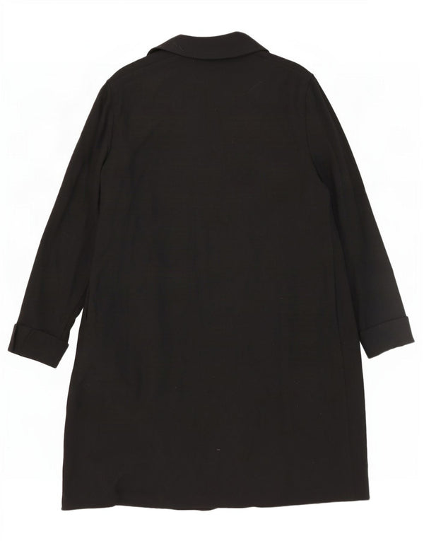 Jaeger Womens Open Overcoat UK 16 Große schwarze Wolle