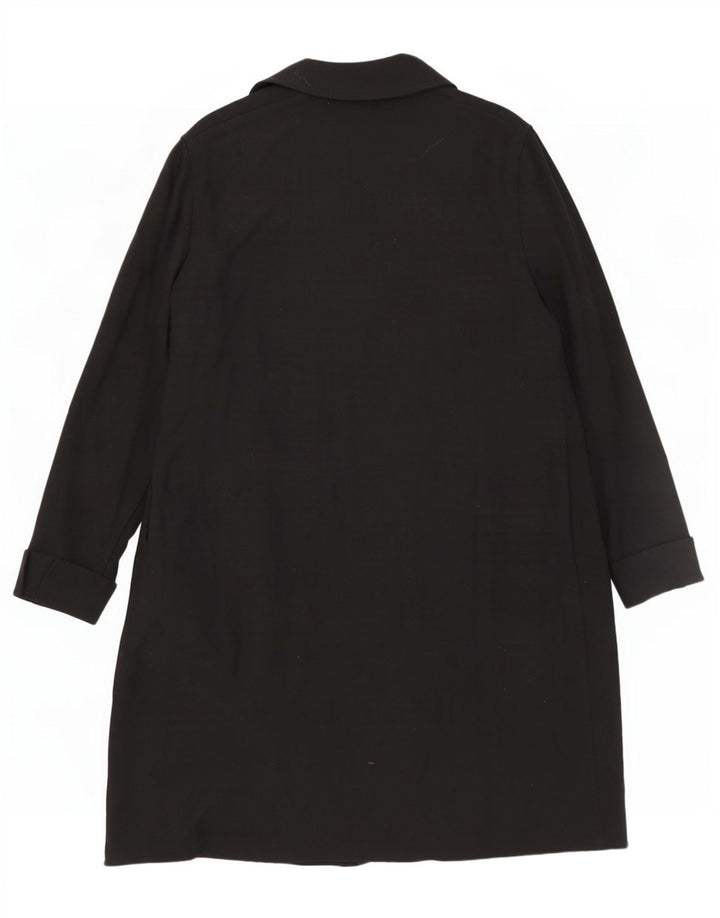 Jaeger Womens Open Overcoat UK 16 Große schwarze Wolle