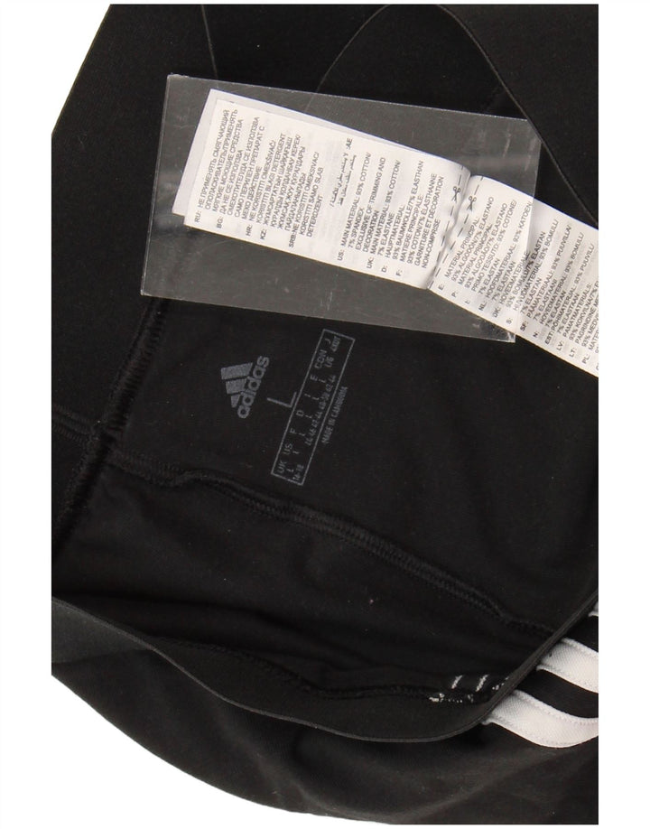 ADIDAS Damen Leggings UK 16/18 Große schwarze Baumwolle