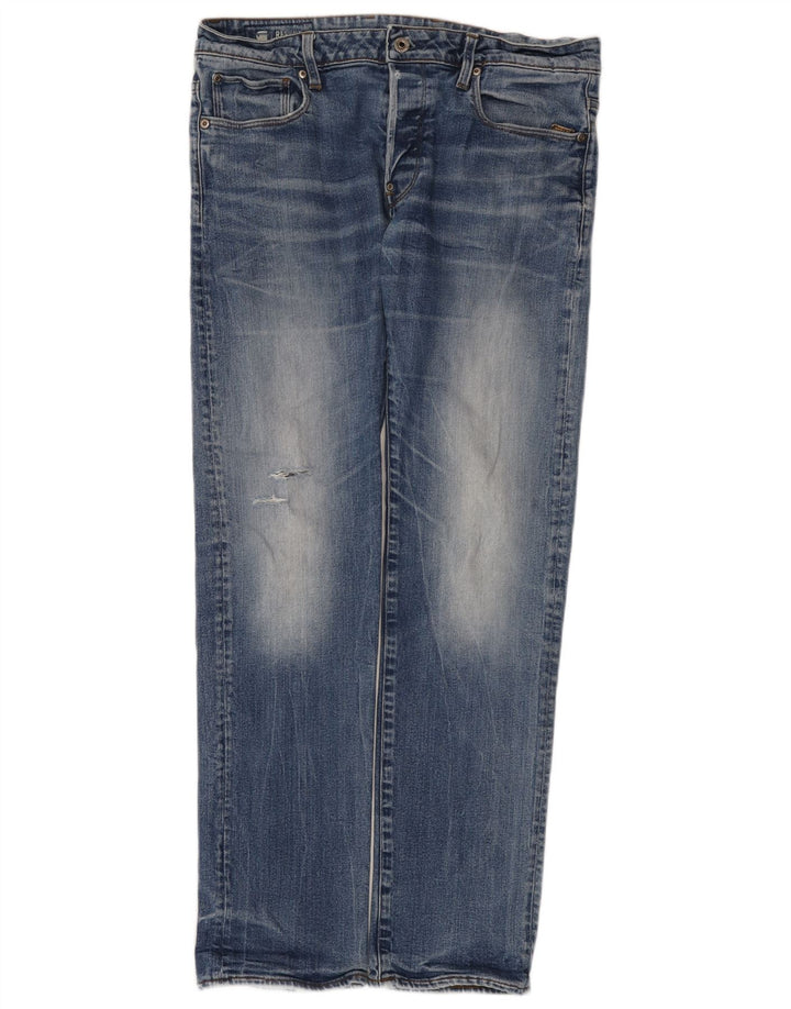 G-Star Herren Straight Jeans W34 L34 Blaue Baumwolle
