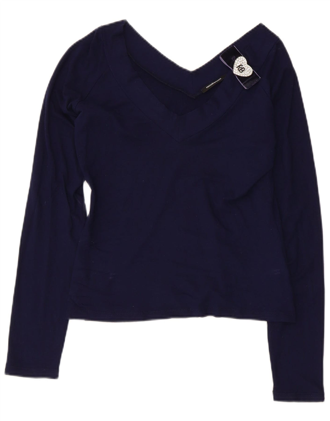 ROCCOBAROCCO Damen Crop Top Langarm US 8 Medium Marineblau Viskose