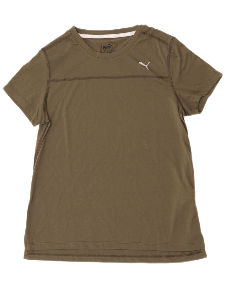 Puma Damen T-Shirt Top UK 12 Medium Khaki Polyester