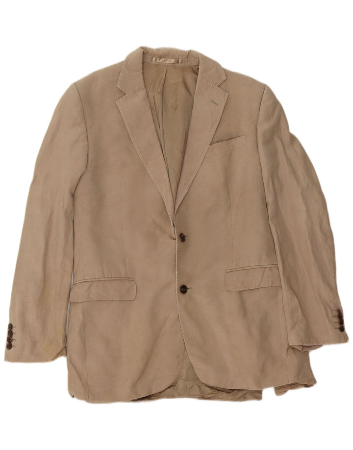 Jaeger Herren-Blazer mit 2 Knöpfen, UK 40, Größe L, Beige, Seide