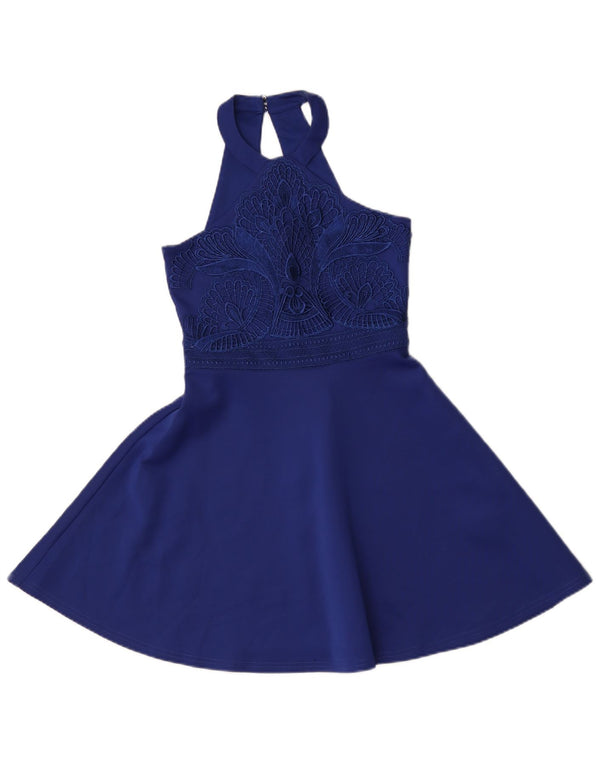 Lipsy Neckholder-Swingkleid für Mädchen, 11–12 Jahre, blau geblümt, Polyester