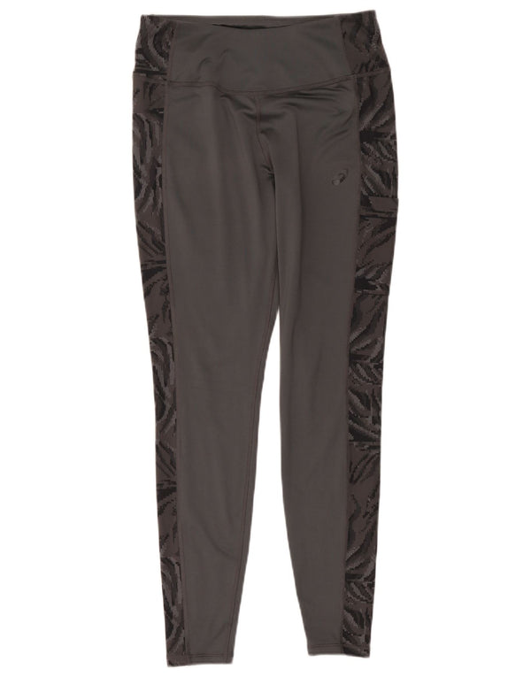 Asics Damen Leggings UK 14 Mittelgraues Polyester mit Tiermuster