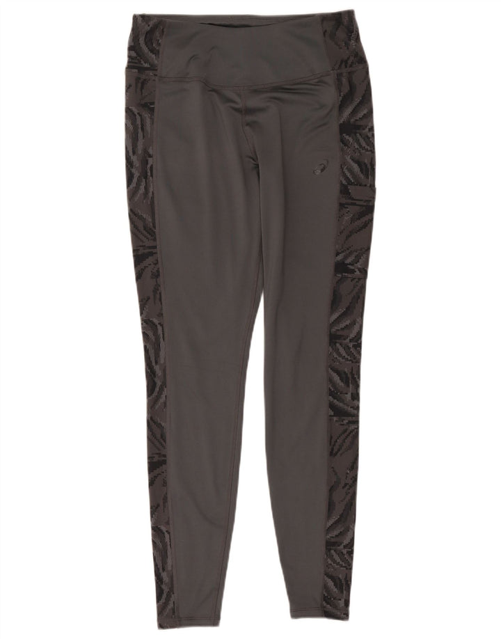 Asics Damen Leggings UK 14 Mittelgraues Polyester mit Tiermuster