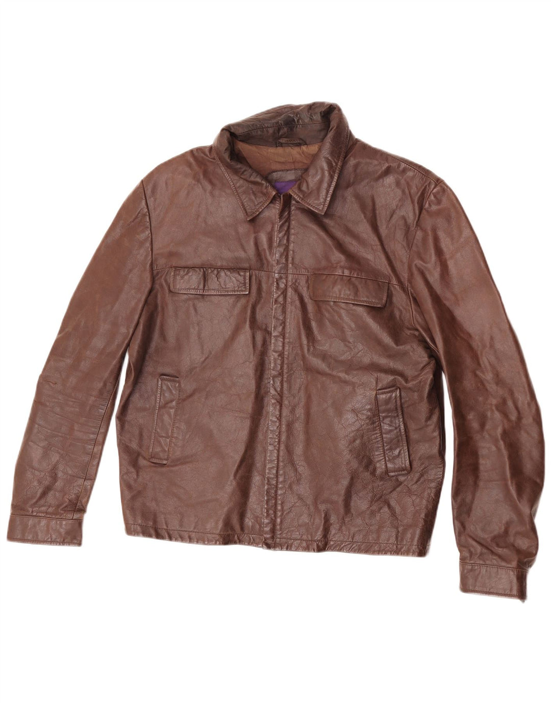 Zara Herren Lederjacke UK 38 Mittelbraun
