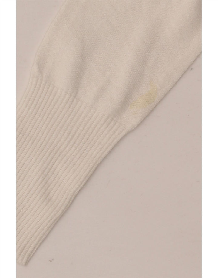 Zara Damen Longline-Cardigan-Pullover UK 12 Mittelweiße Baumwolle