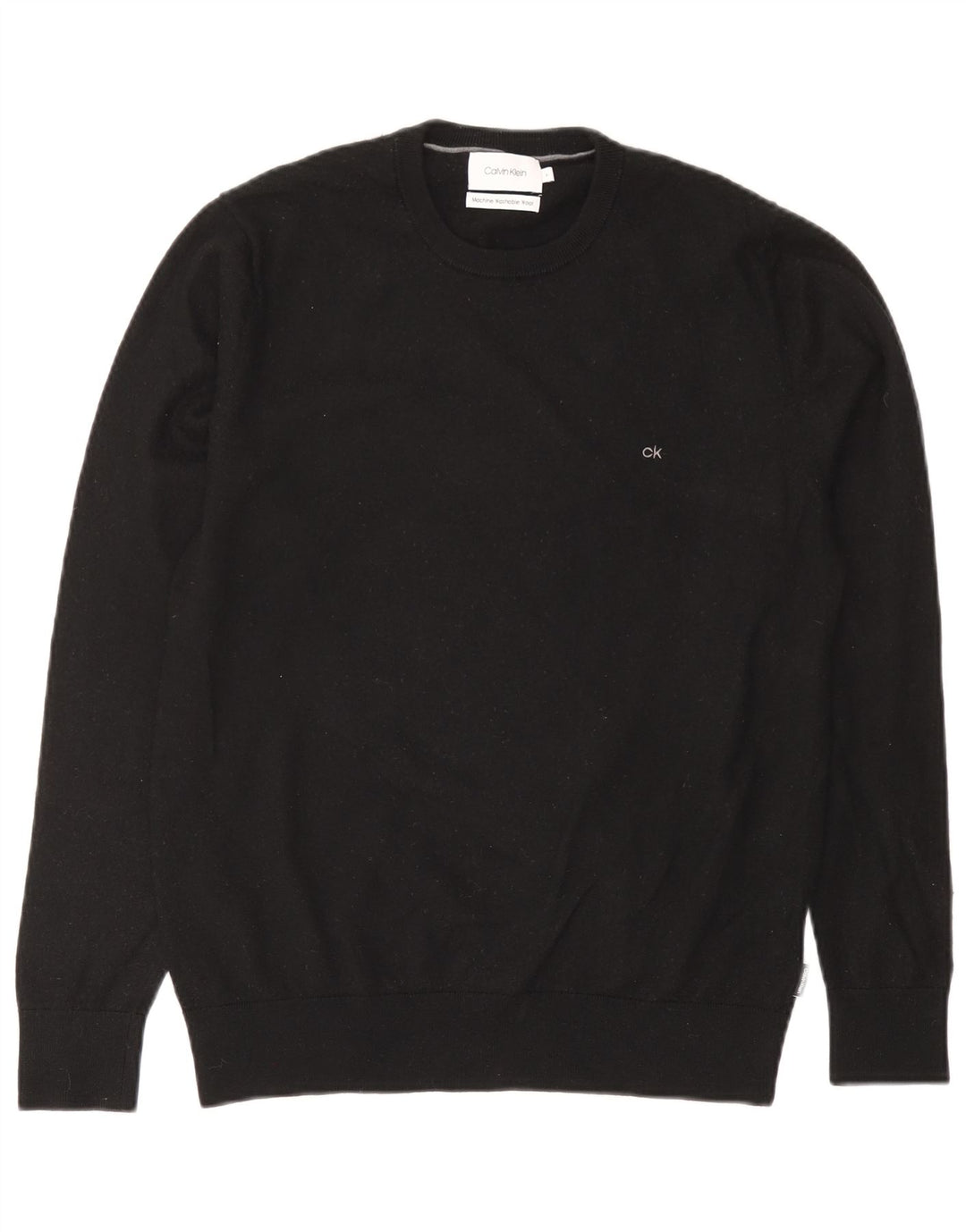 Calvin Klein Damen-Pullover mit Rundhalsausschnitt, UK 16, große schwarze Wolle