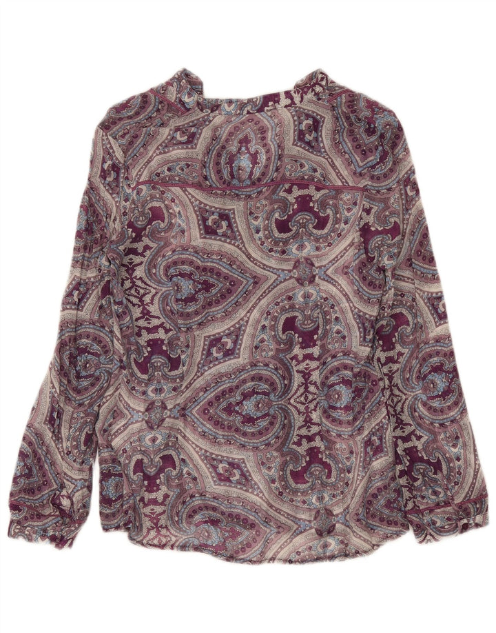 Nymphaea Alba Damen Langarm-Tunika-Oberteil IT 42 Mittellila Paisley-Seide