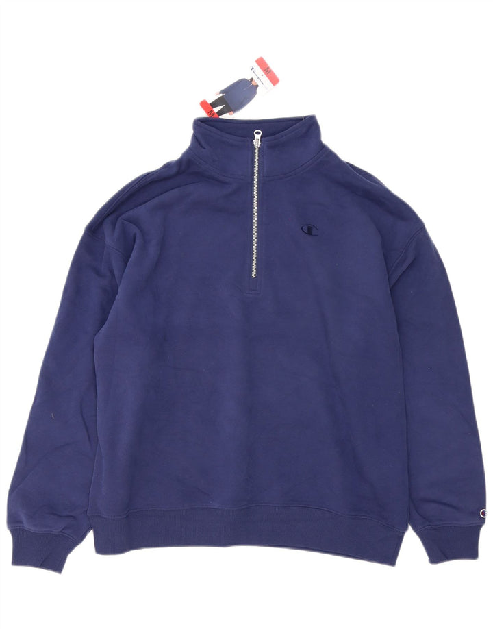 Champion Herren-Sweatshirt mit Reißverschluss am Hals, mittlere marineblaue Baumwolle