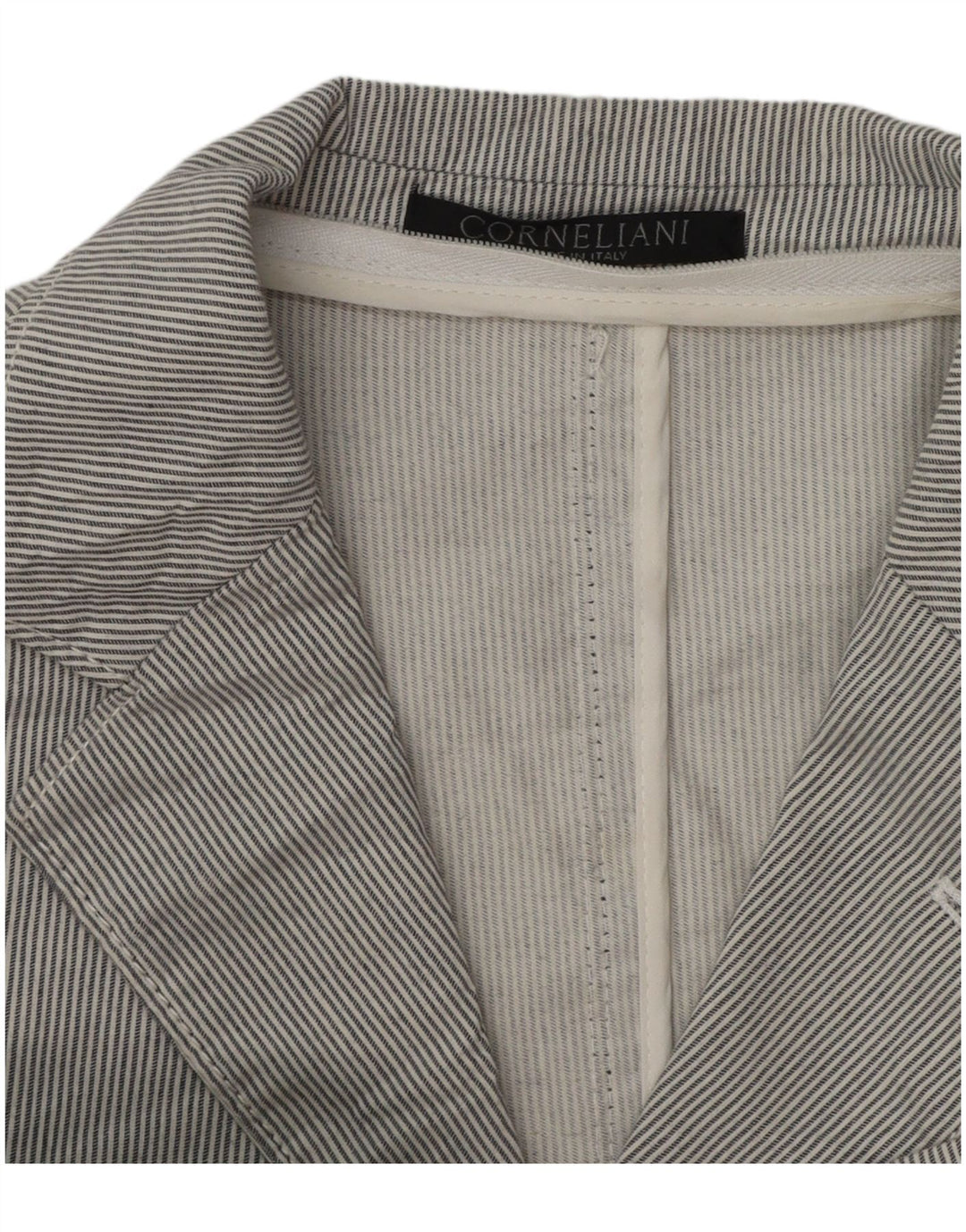 Corneliani Herren-Blazer mit 3 Knöpfen, Gr. 36, klein, grau, Nadelstreifen