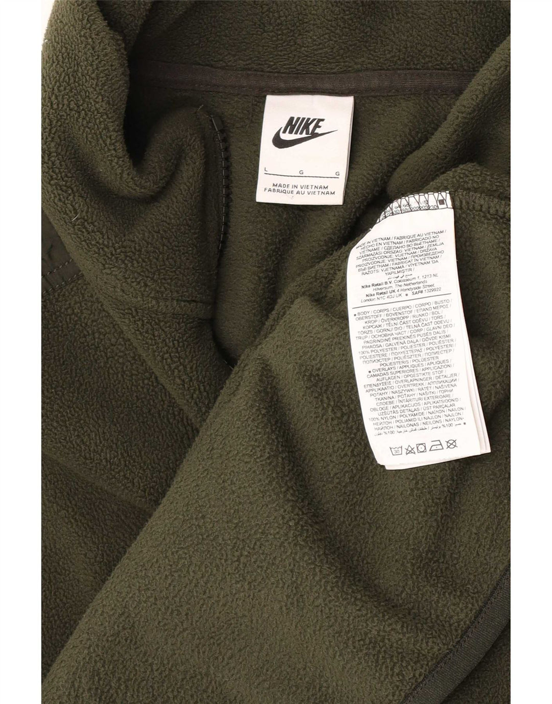 Nike Herren-Fleecepullover mit Reißverschluss am Hals, großes Khaki-Polyester