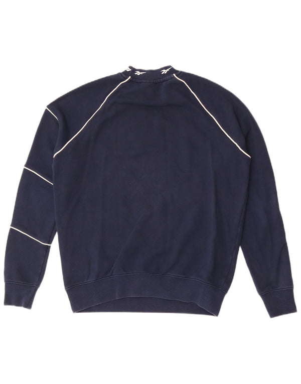 Reebok Womens Graphic Oversized Sweatshirt Pullover UK 4/6 XS Marineblau