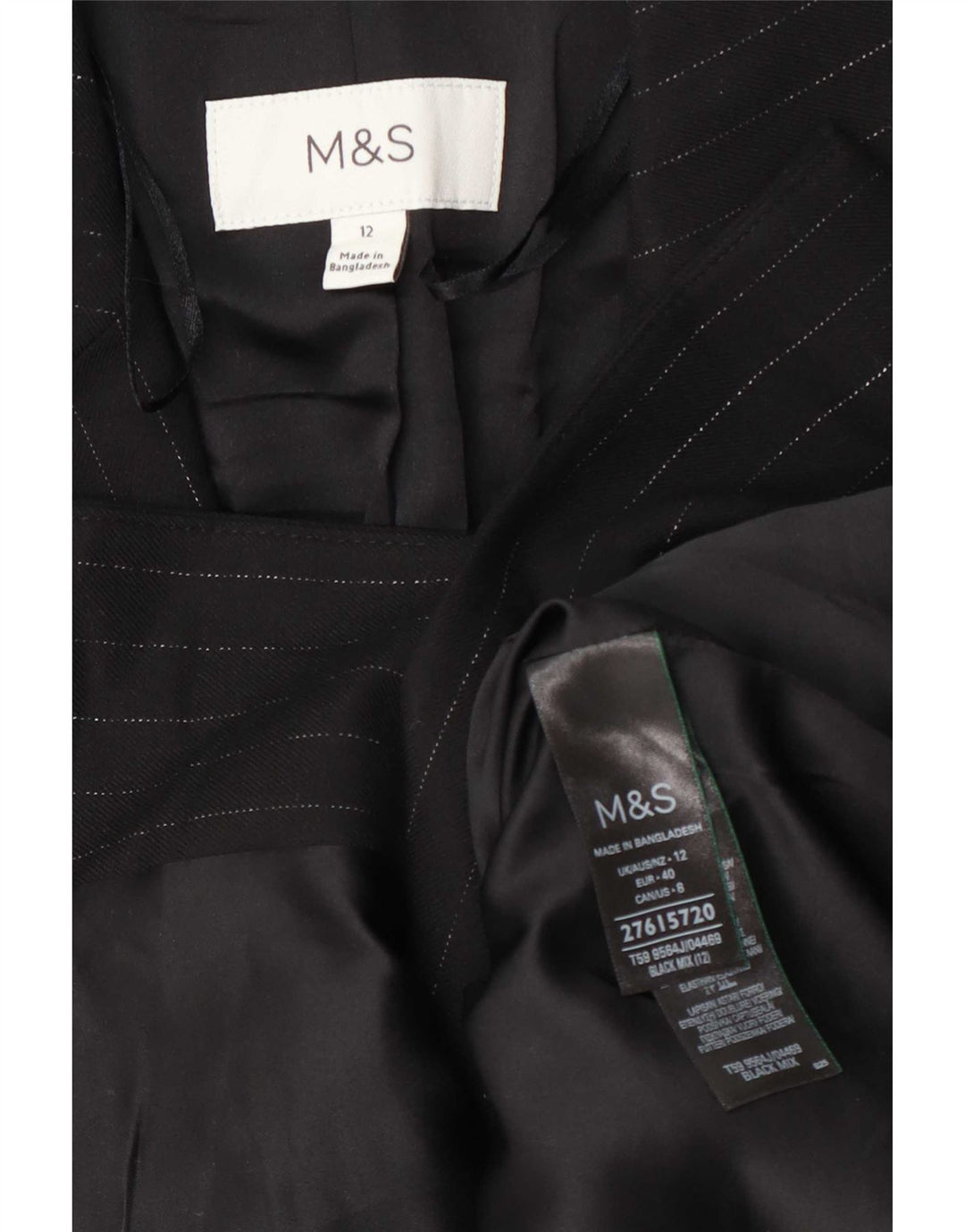 Marks & Spencer Damen-Blazer mit 1 Knopf, Gr. 12, mittelschwarz gestreift