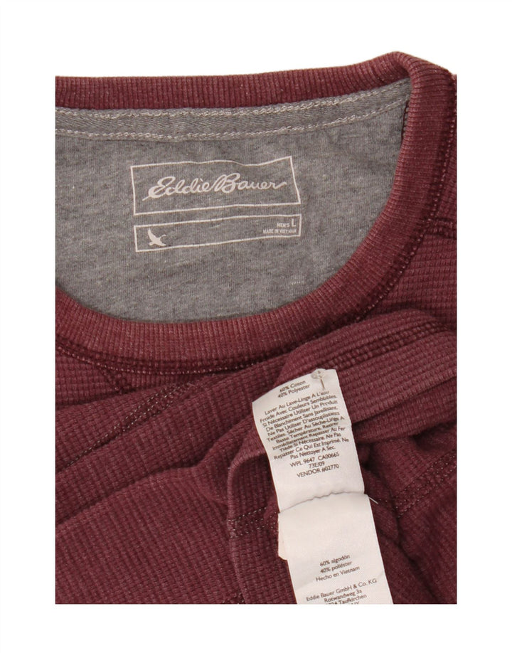 EDDIE BAUER Mens Top Long Sleeve Large Burgundy Cotton Vintage Eddie Bauer and Second-Hand Eddie Bauer from Messina Hembry 